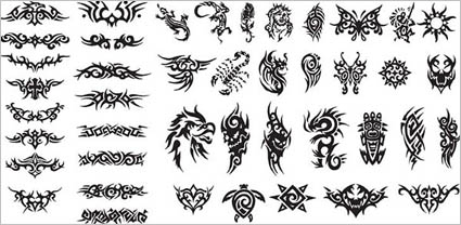 Series of black and white design elements vector material -15 (Totem)