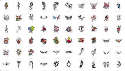 Swords, dragons, butterflies, roses, crosses, Phoenix, eagles, totem vector