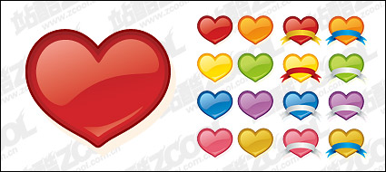web2.0 style heart-shaped icon vector material