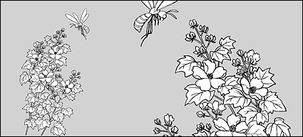 Line drawing of flowers -15