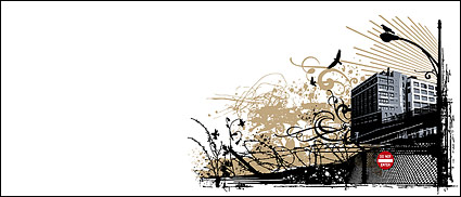 Barbed wire, lights, tall buildings